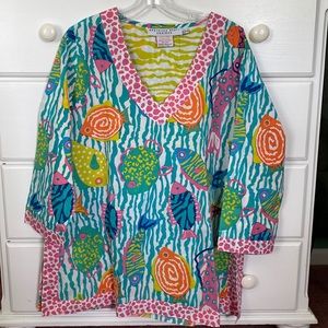 Gretchen Scott Designs linen long sleeve top. Multi color Ladies size XL